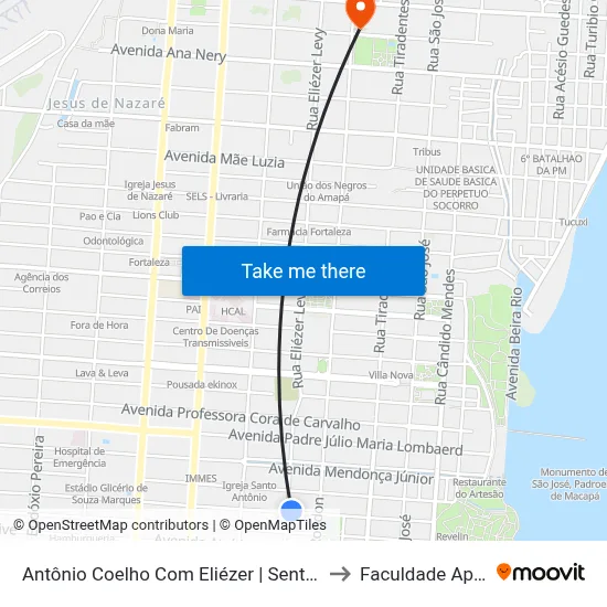 Antônio Coelho Com Eliézer | Sentido Oeste to Faculdade Apoena map