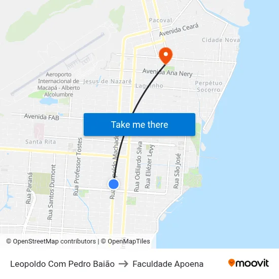 Leopoldo Com Pedro Baião to Faculdade Apoena map