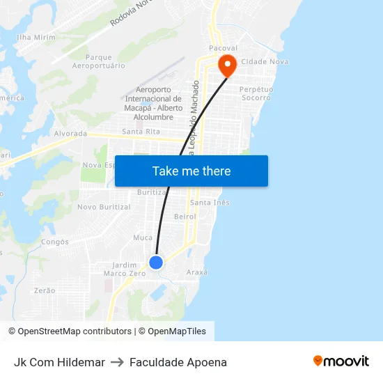 Jk Com Hildemar to Faculdade Apoena map