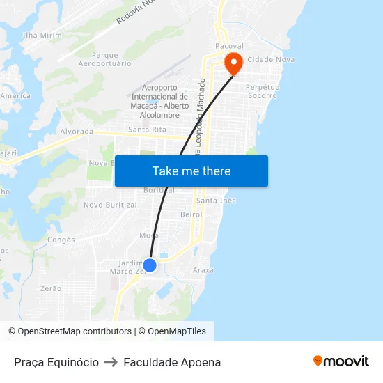 Praça Equinócio to Faculdade Apoena map