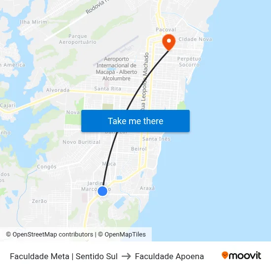 Faculdade Meta | Sentido Sul to Faculdade Apoena map