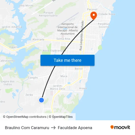 Braulino Com Caramuru to Faculdade Apoena map