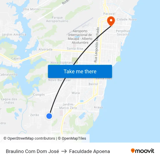 Braulino Com Dom José to Faculdade Apoena map