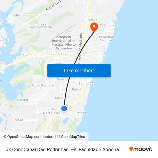 Jk Com Canal Das Pedrinhas to Faculdade Apoena map