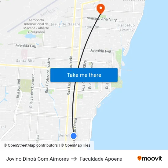 Jovino Dinoá Com Aimorés to Faculdade Apoena map