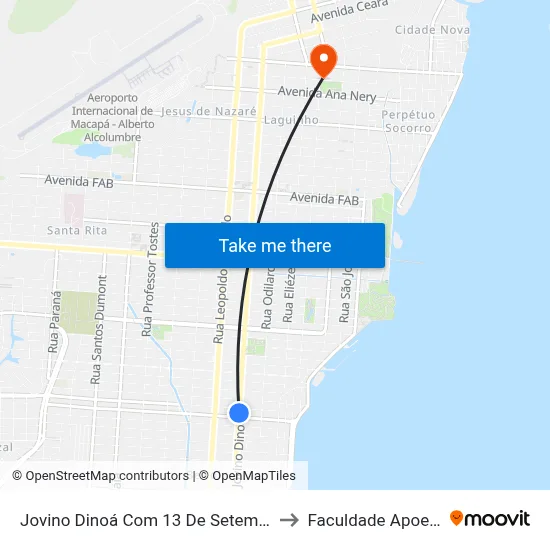 Jovino Dinoá Com 13 De Setembro to Faculdade Apoena map