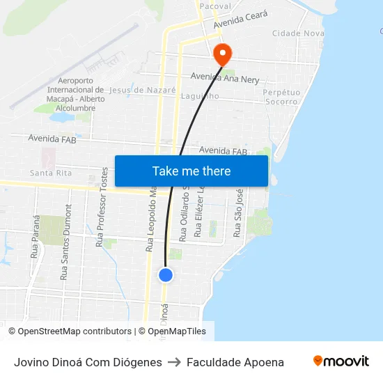 Jovino Dinoá Com Diógenes to Faculdade Apoena map