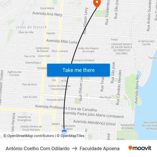 Antônio Coelho Com Odilardo to Faculdade Apoena map