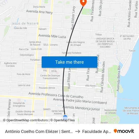 Antônio Coelho Com Eliézer | Sentido Leste to Faculdade Apoena map