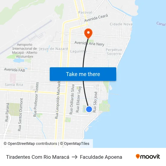 Tiradentes Com Rio Maracá to Faculdade Apoena map
