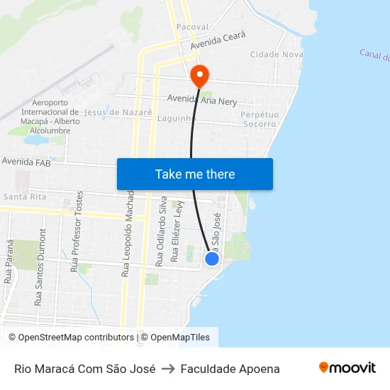 Rio Maracá Com São José to Faculdade Apoena map