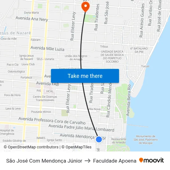 São José Com Mendonça Júnior to Faculdade Apoena map