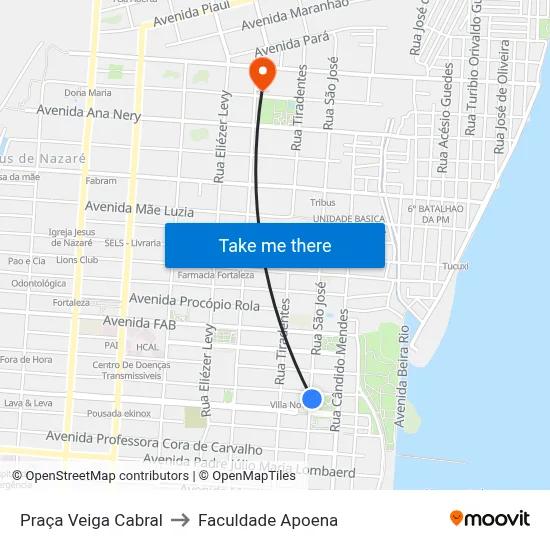 Praça Veiga Cabral to Faculdade Apoena map