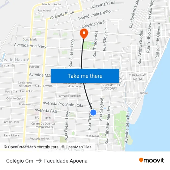 Colégio Gm to Faculdade Apoena map