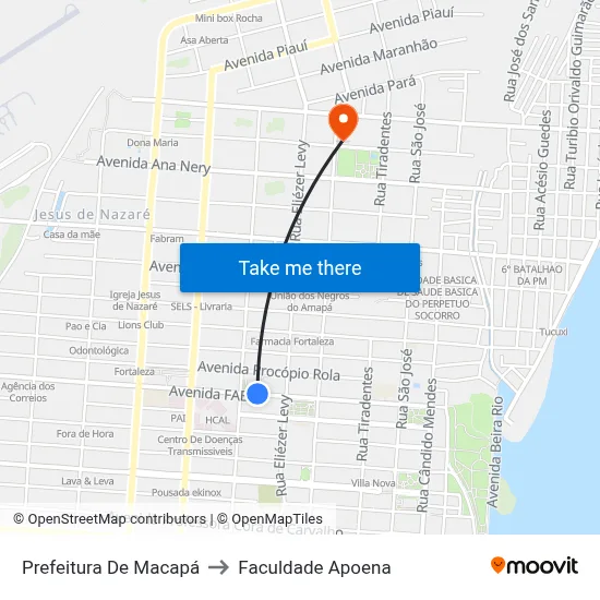 Prefeitura De Macapá to Faculdade Apoena map