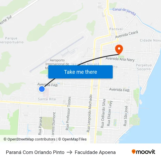 Paraná Com Orlando Pinto to Faculdade Apoena map
