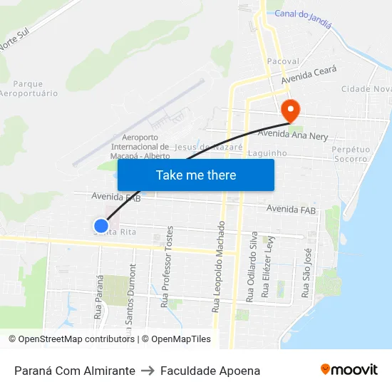 Paraná Com Almirante to Faculdade Apoena map