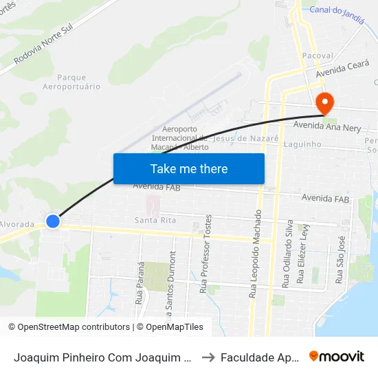 Joaquim Pinheiro Com Joaquim Gouveia to Faculdade Apoena map