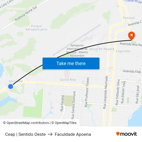 Ceap | Sentido Oeste to Faculdade Apoena map