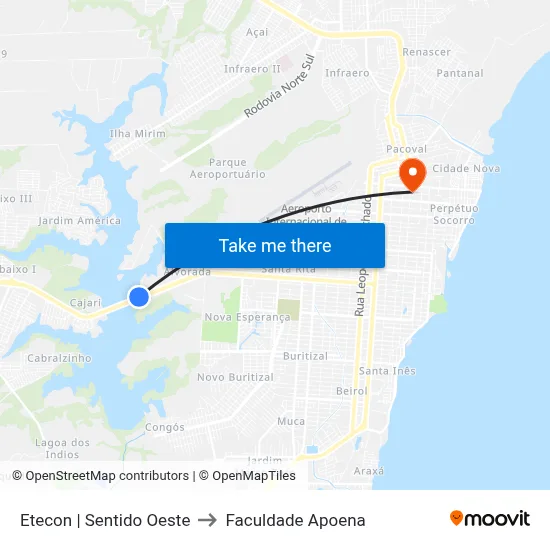 Etecon | Sentido Oeste to Faculdade Apoena map