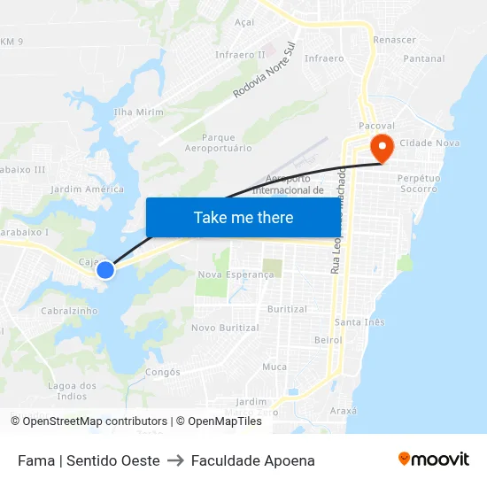 Fama | Sentido Oeste to Faculdade Apoena map
