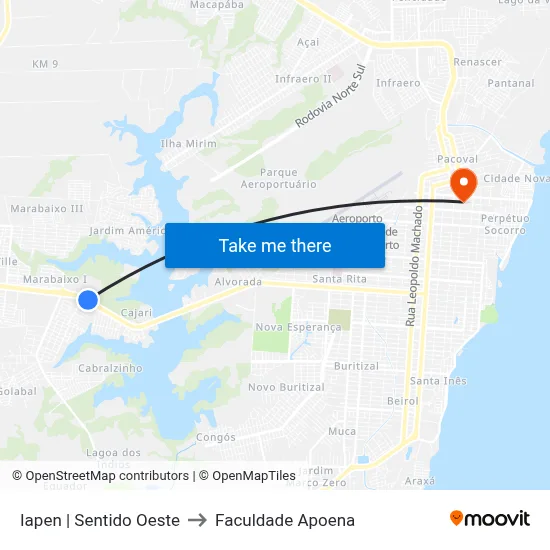 Iapen | Sentido Oeste to Faculdade Apoena map