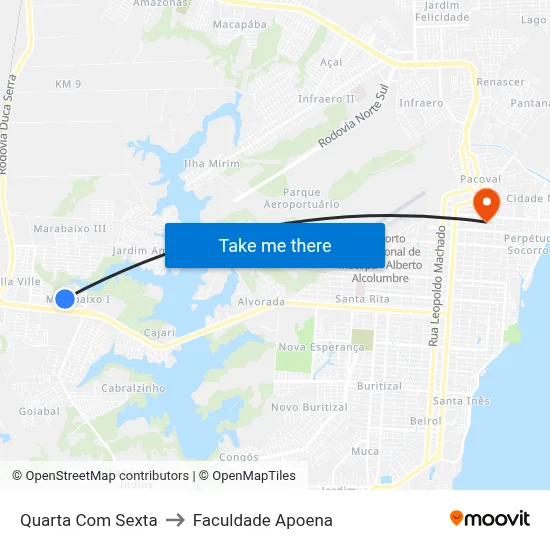 Quarta Com Sexta to Faculdade Apoena map