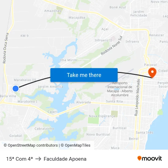 15ª Com 4ª to Faculdade Apoena map