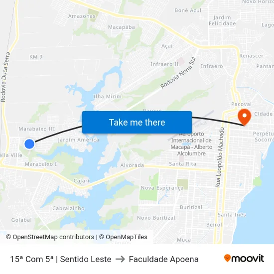 15ª Com 5ª | Sentido Leste to Faculdade Apoena map