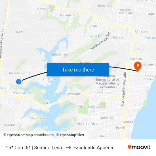 15ª Com 6ª | Sentido Leste to Faculdade Apoena map