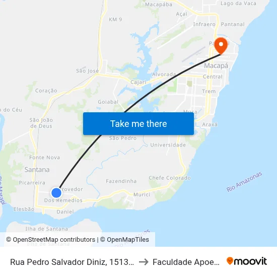 Rua Pedro Salvador Diniz, 1513 C to Faculdade Apoena map