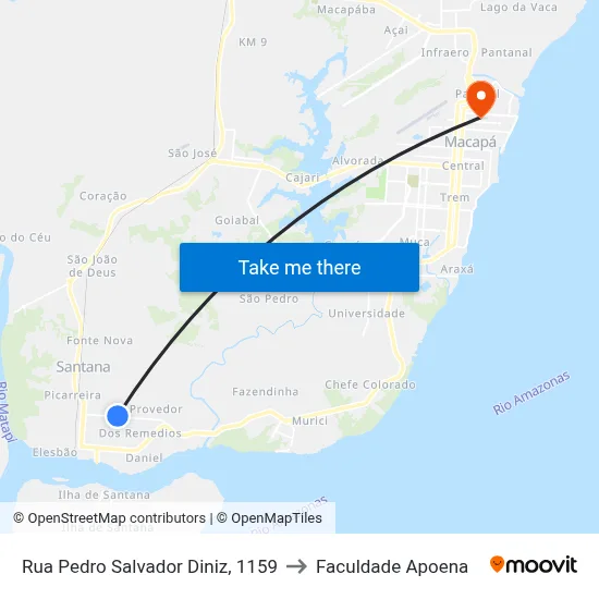 Rua Pedro Salvador Diniz, 1159 to Faculdade Apoena map