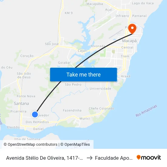 Avenida Stélio De Oliveira, 1417-1577 to Faculdade Apoena map