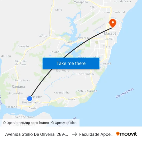 Avenida Stélio De Oliveira, 289-409 to Faculdade Apoena map