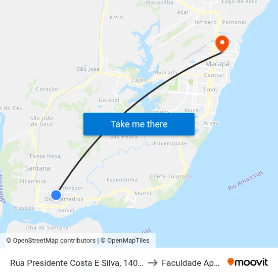Rua Presidente Costa E Silva, 1403-1745 to Faculdade Apoena map