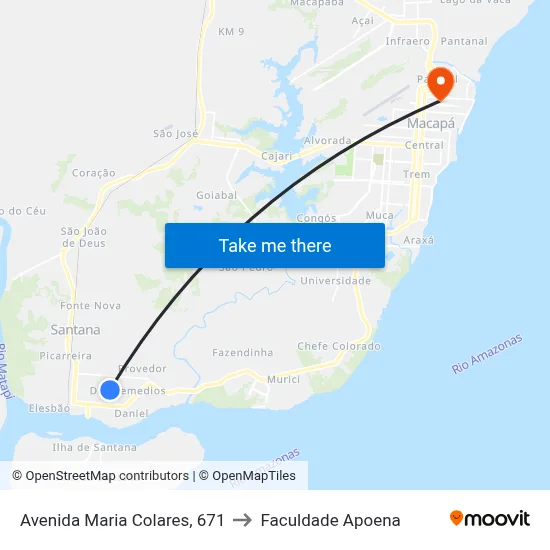 Avenida Maria Colares, 671 to Faculdade Apoena map