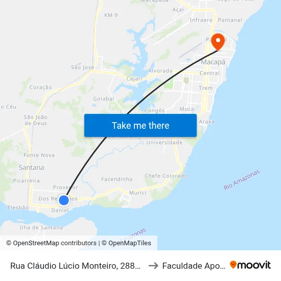 Rua Cláudio Lúcio Monteiro, 2882-2966 to Faculdade Apoena map