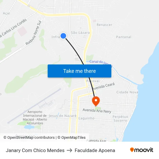 Janary Com Chico Mendes to Faculdade Apoena map