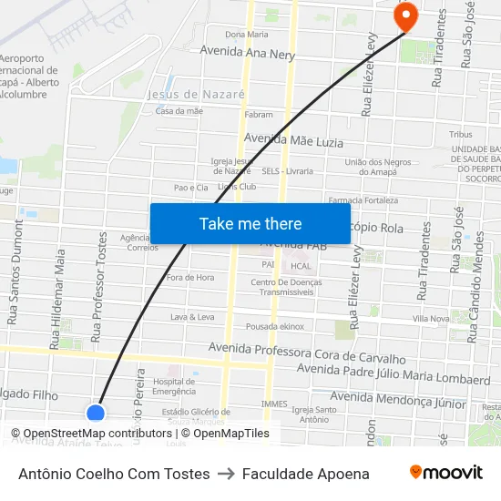 Antônio Coelho Com Tostes to Faculdade Apoena map