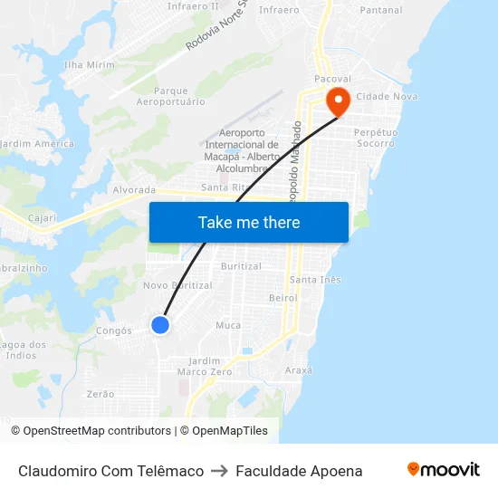 Claudomiro Com Telêmaco to Faculdade Apoena map