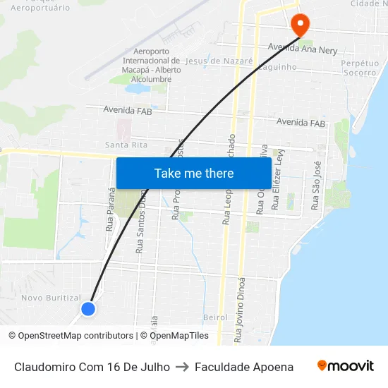 Claudomiro Com 16 De Julho to Faculdade Apoena map
