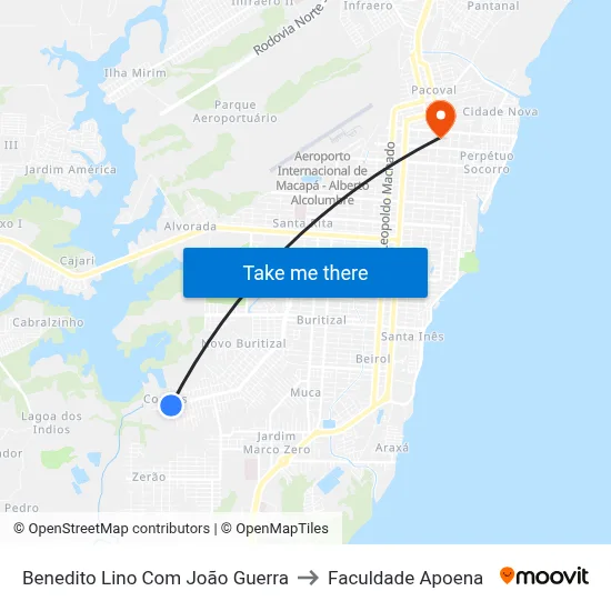 Benedito Lino Com João Guerra to Faculdade Apoena map