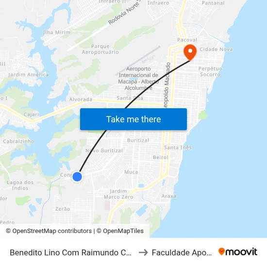 Benedito Lino Com Raimundo Caxias to Faculdade Apoena map