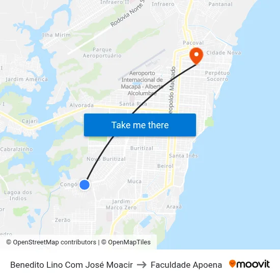 Benedito Lino Com José Moacir to Faculdade Apoena map