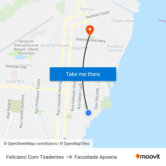 Feliciano Com Tiradentes to Faculdade Apoena map