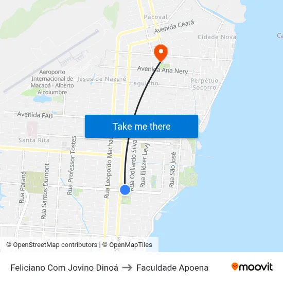 Feliciano Com Jovino Dinoá to Faculdade Apoena map
