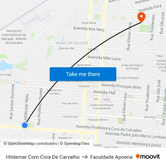 Hildemar Com Cora De Carvalho to Faculdade Apoena map