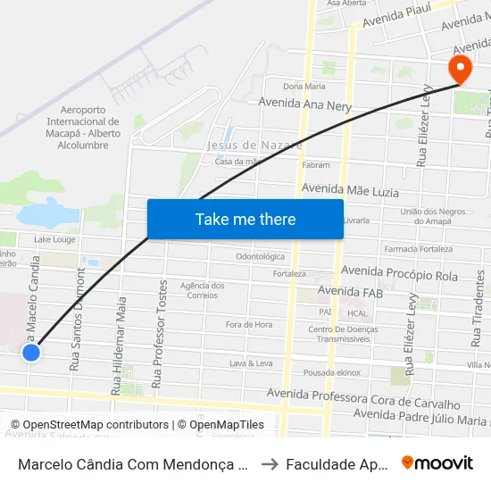 Marcelo Cândia Com Mendonça Furtado to Faculdade Apoena map