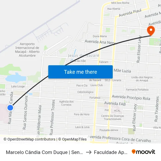 Marcelo Cândia Com Duque | Sentido Sul to Faculdade Apoena map
