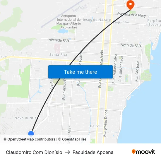 Claudomiro Com Dionísio to Faculdade Apoena map